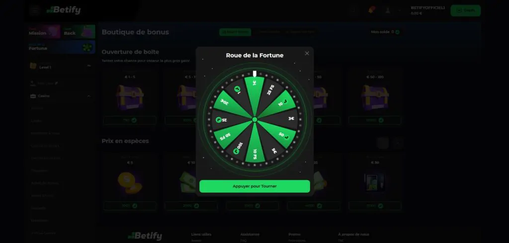 Roue de la fortuna de batofy casino