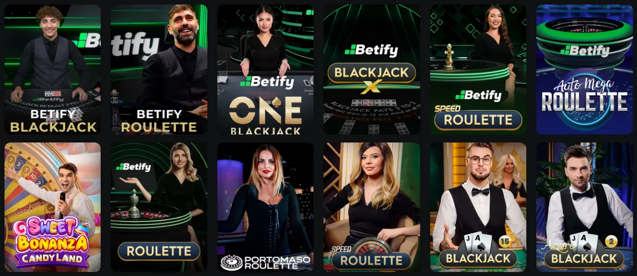 Jeux en direct de Betify casino